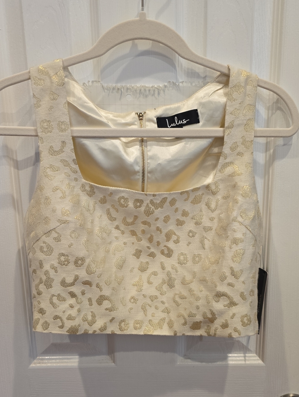 Gold & Cream Leopard Print Cropped Blouse